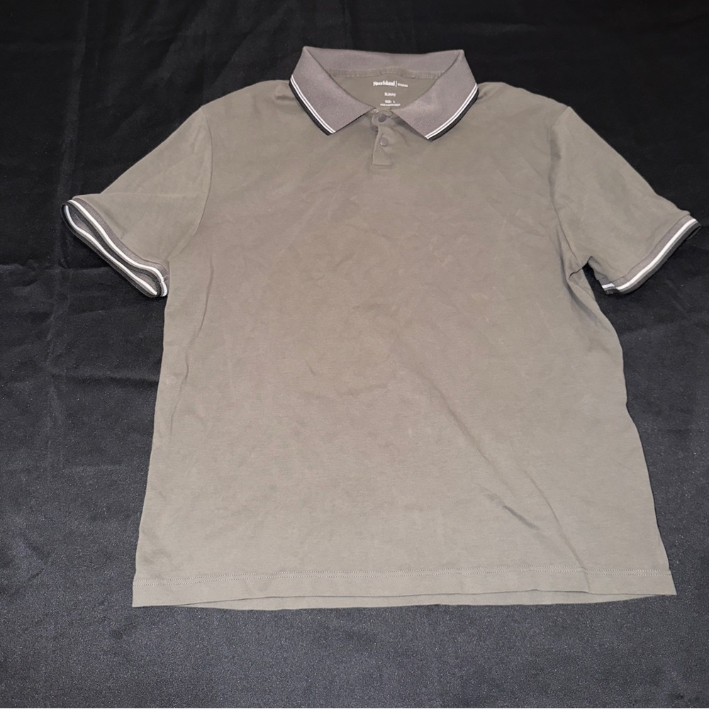 River Island Studios Slim Fit Polo Shirt Size L Gray 100% Cotton
